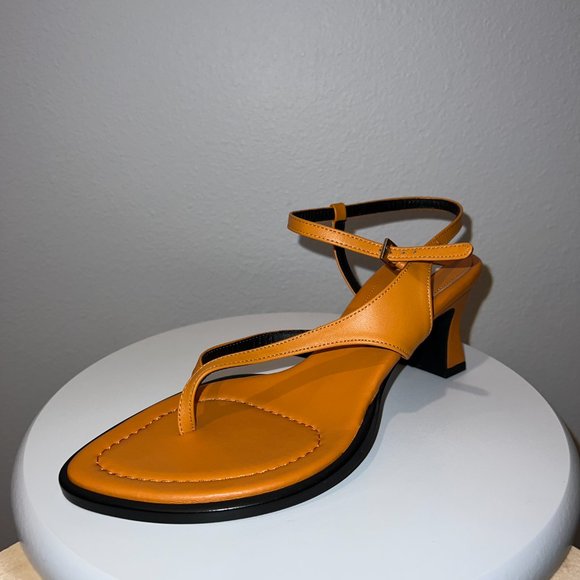 Size US 7 / EU 38 - REIKE NEN Orange Leaf Heeled Sandals - Picture 4 of 7